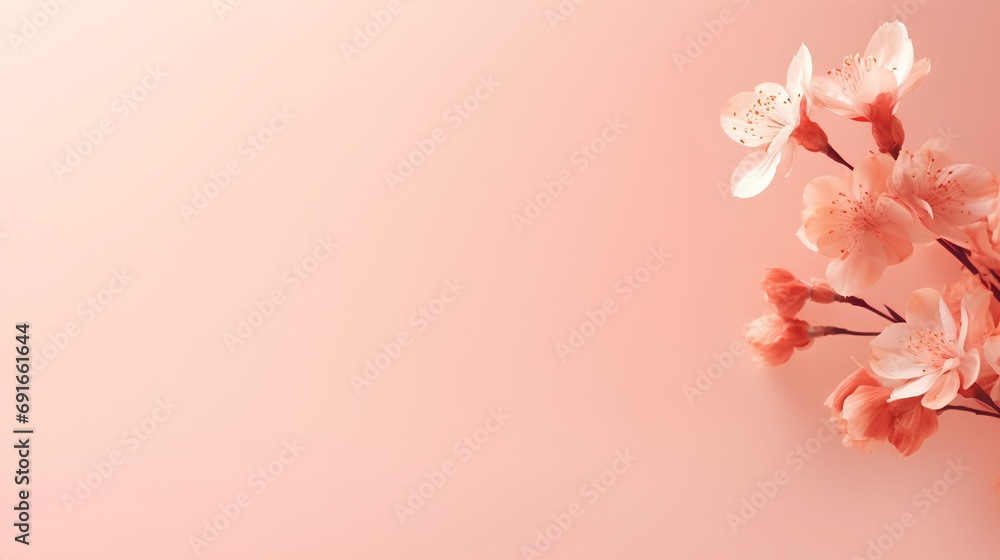 Poster a visually soothing abstract background featuring delicate flower petals arranged in a minimalist st