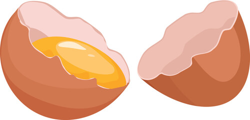Half broken egg icon cartoon vector. Farm fresh food. Broken eggshell - obrazy, fototapety, plakaty