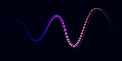 Neon color glowing lines background, high-speed light trails effect. Futuristic dynamic motion technology.