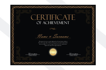 Black and gold Certificate design - obrazy, fototapety, plakaty