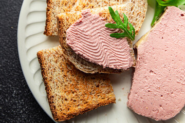 pate foie gras poultry liver cooking appetizer meal food snack on the table copy space food...