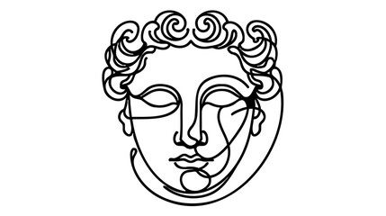 Carnival mask lineart vector illustration. Continuous one line design
