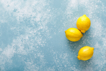 Fresh juicy lemons, top view
