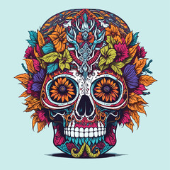 2d vector illustration colorful Mexican death festival