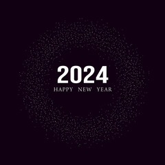 The space effect  for Year 2024 New Years Greeting Symbol Logo with black background for digital arts