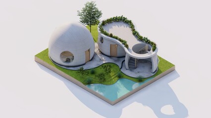 bioconstruction in architecture, super adobe construction system, special rustic housing project