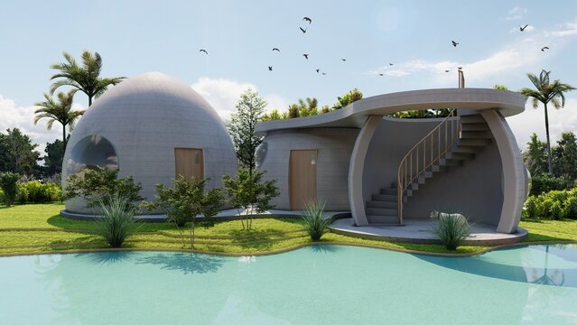bioconstruction in architecture, super adobe construction system, special rustic housing project