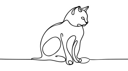 Cat one line drawing art. Abstract pet logo. Vector illustration