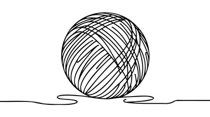 Knitting Day. A continuous line. Vector illustration drawn with a single line