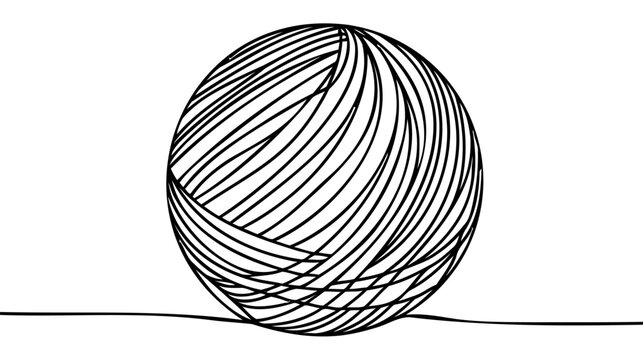 Knitting Day. A continuous line. Vector illustration drawn with a single line