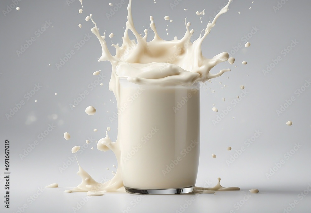 Poster splash of milk or cream isolated on white background with clipping path full depth of field focus