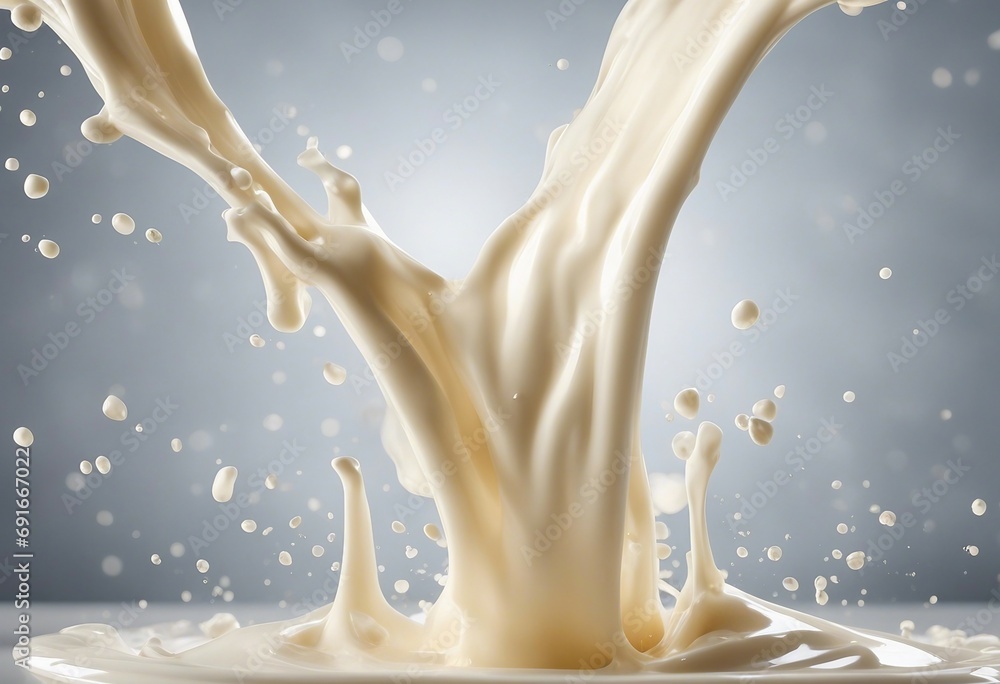 Poster splash of milk or cream isolated on white background with clipping path full depth of field focus