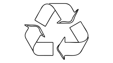 Continuous one line drawing recycling symbol. Recycling linear icon. Ecology concept. Vector illustration.