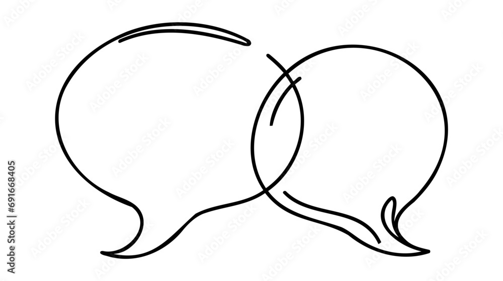 Poster Continuous drawing of one line of an speech bubble. Web concept. Speech bubble isolated on a white background.
