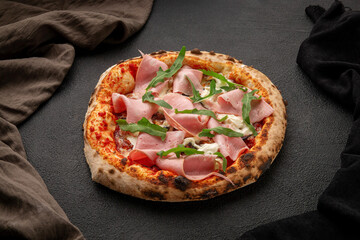 Oven pizza with mortadella and strachatella