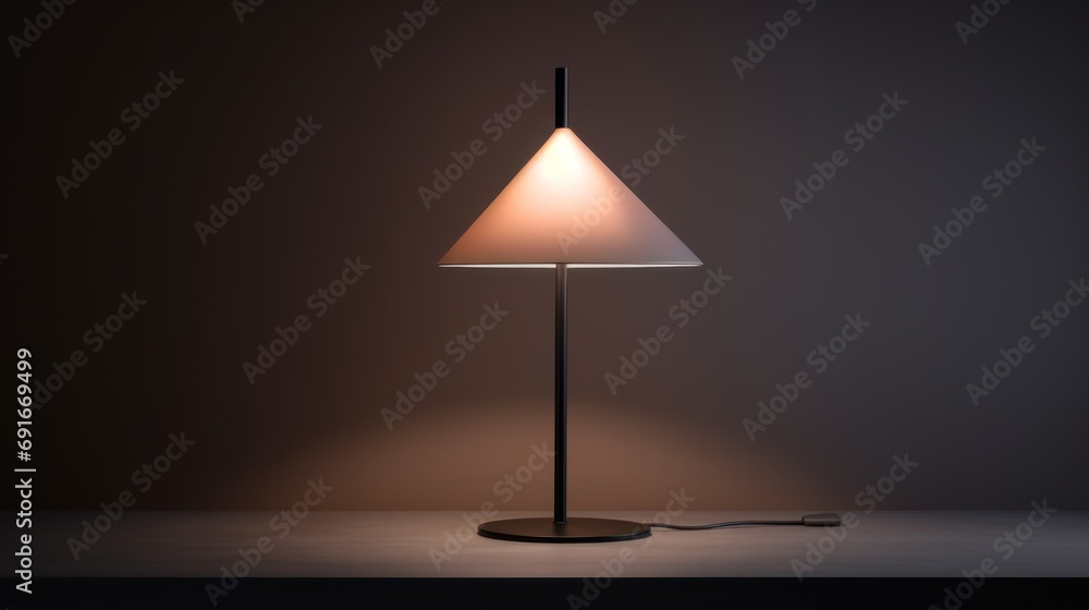Poster a lamp sitting on top of a table next to a light on top of a wooden table with a lamp on top of it a