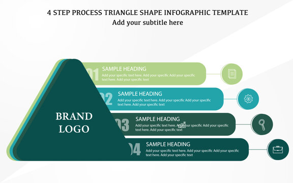 Four step triangle infographic template design, triangle with round corner infographic design, upward triangle business template	