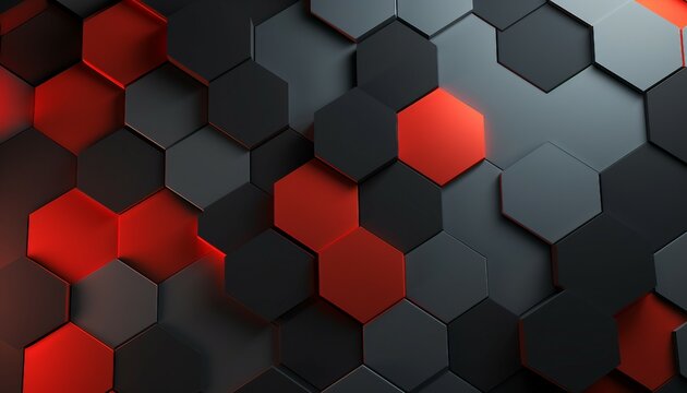 Grey and red hexagons modern background illustration, ai art illustrations