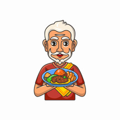 An Indian Man selling local food logo vector AI generated 