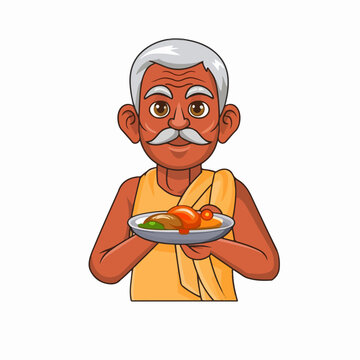 An Indian Man selling local food logo vector AI generated 