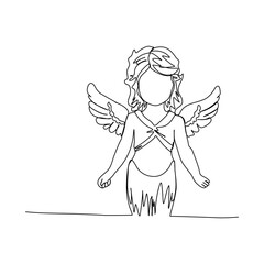Cute cupid one line drawing vector illustration.