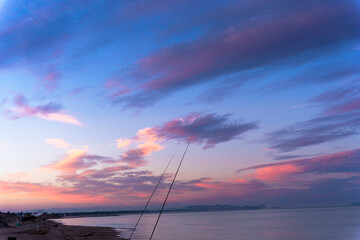 Adriatic sea, Albania coast beautiful sky,  fishing 