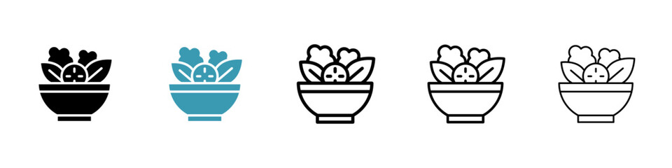 Vegetable salad meal sign set. Healthy full salad bowl for UI designs. - obrazy, fototapety, plakaty