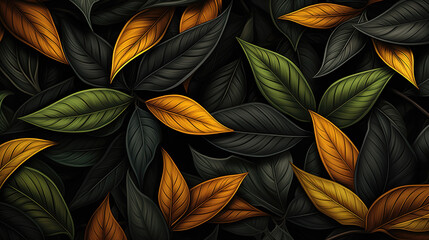 green and yellow golden inspired leaves artwork