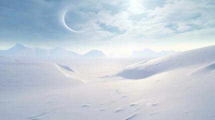 Naklejka na ściany i meble beautiful white realistic winter landscape wallpaper