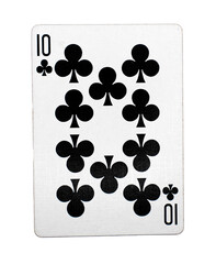 Ten of clubs playing card on a transparent background 