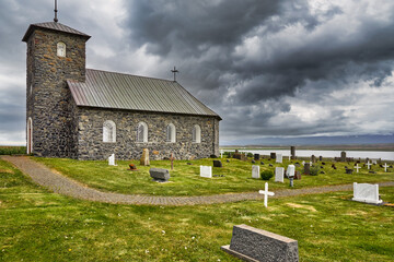 Þingeyrakirkja Church. Iceland - obrazy, fototapety, plakaty
