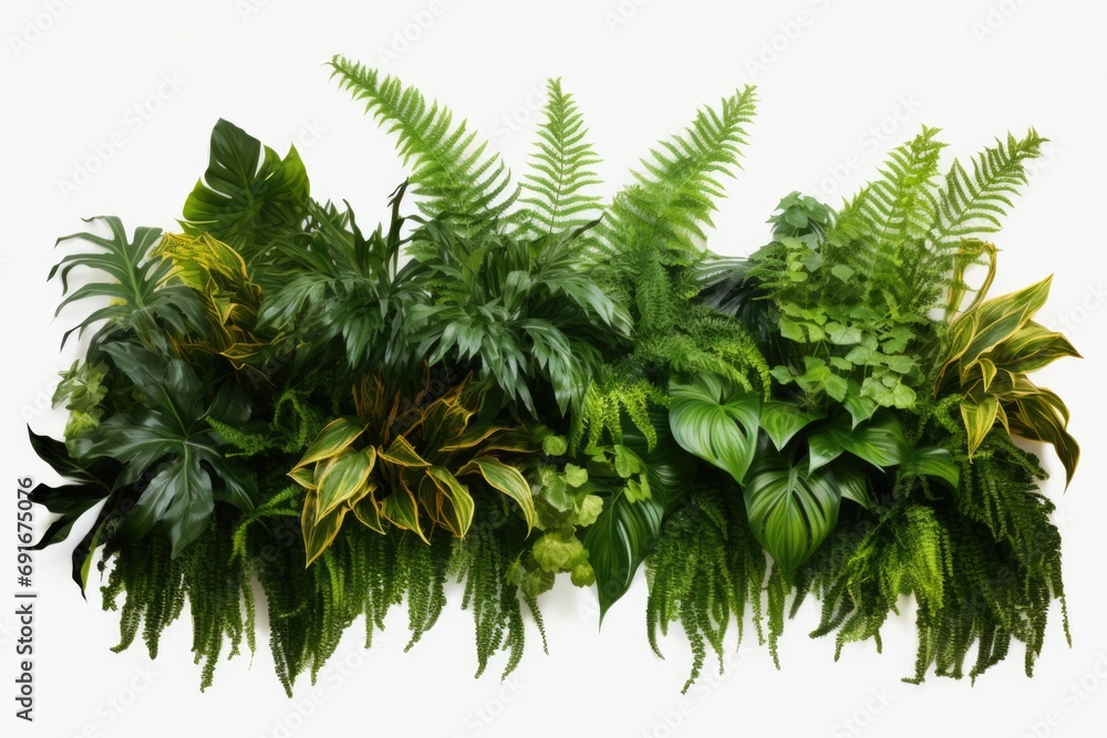 Poster a collection of vibrant green plants arranged on a clean white surface. this versatile image can be 