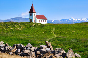 Hellnar church. Snaefellsnes peninsula. Iceland - obrazy, fototapety, plakaty