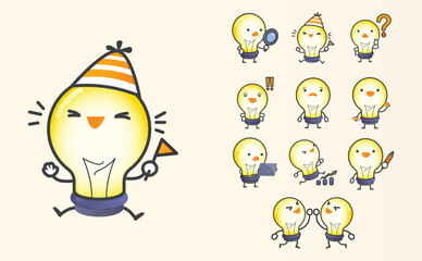 Vector collection of cartoon light bulb