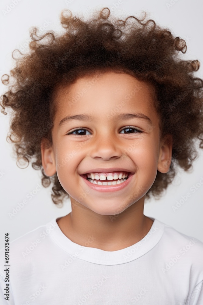 Poster a joyful little boy with a big smile on his face. suitable for various projects and designs