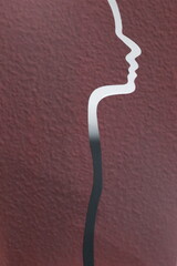 A metall profile of a face against a colored background. GoranOfSweden