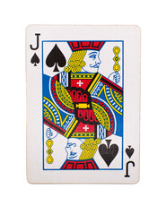 Jack of spades playing card on a transparent background 