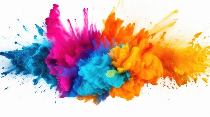 Colorful explosion of paint on a white background. Can be used for artistic, creative, or abstract concepts