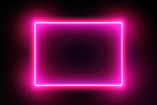 A pink neon frame stands out against a black background. Perfect for adding a pop of color and excitement to any design or project