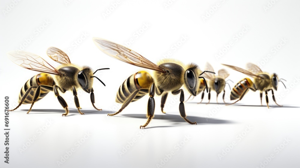 Poster A group of bees standing next to each other. Suitable for nature and insect-related projects