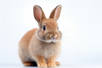 Obraz premium A brown rabbit sitting on top of a white surface. Suitable for various uses