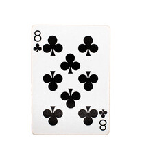 eight of clubs playing card on a transparent background 