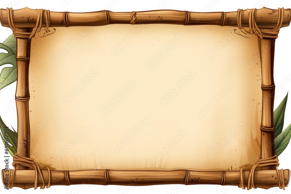 Aufkleber a picture of a bamboo frame with a border made of leaves. this image can be used for various purpose
