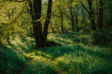 bosque en verano verde.