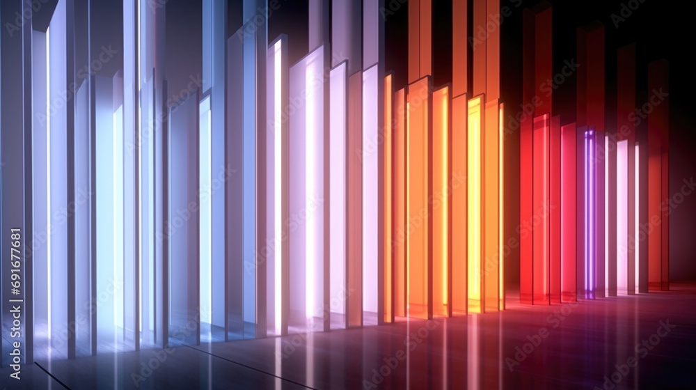 Poster A room filled with a variety of vibrant colored bars. Perfect for adding a pop of color to any design project