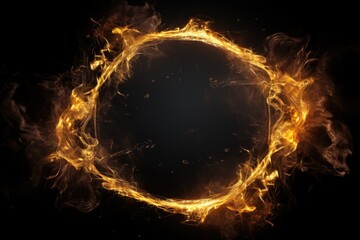 A captivating image of a ring of fire on a black background. Perfect for adding a dramatic touch to any project or design