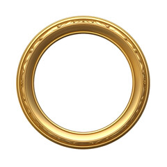 Obraz premium Golden round frame isolated on transparent background