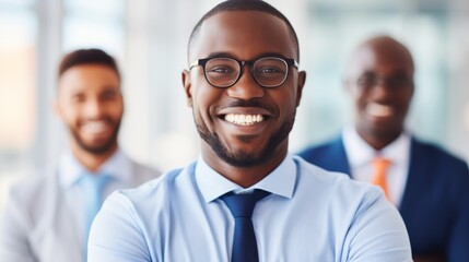 A professional black man with glasses and a business suit, smiling confidently.