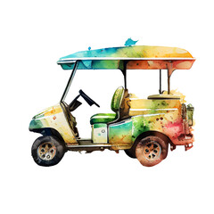 Obraz premium watercolor golf cart 