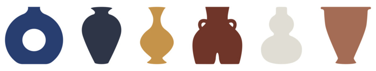 Color Greek ancient vases. Vector illustration isolated on white background